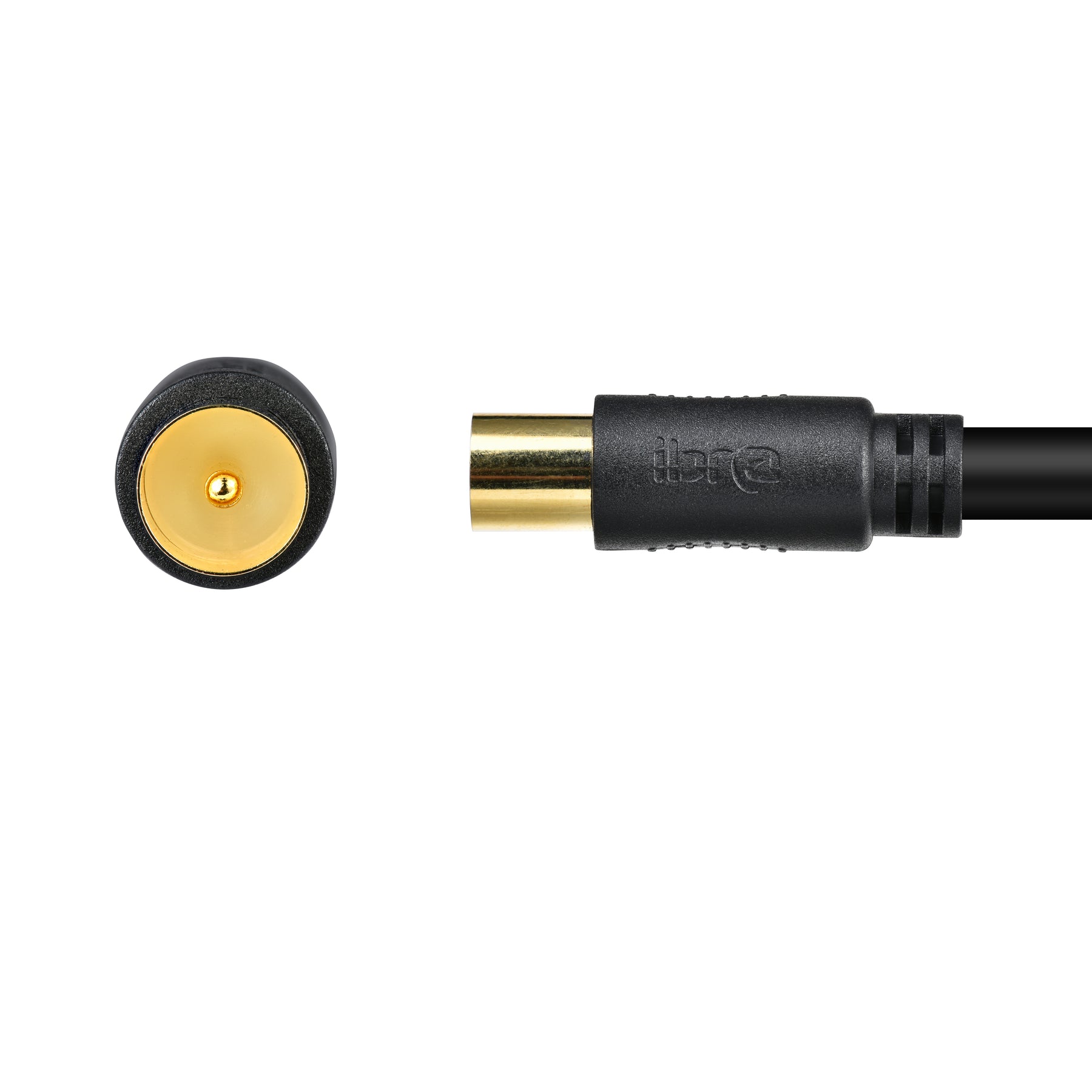 IBRA Aerial Coaxial Cable 5M with Gold-Plated Connectors, Male to Male RF Coax Lead with Female Adapter Coupler for Freeview, Freesat, Sky, Virgin, BT, You View, Satellite TV - Black