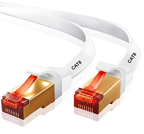 10M CAT8 Ethernet Gigabit Lan network cable (RJ45) SSTP 40Gbps 2000Mhz - FLAT White- IBRA (Box: 60 Units)