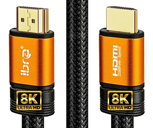 Premium 2.1 HDMI Cable 3M - 8K Ultra High-Speed 48Gbps Lead - IBRA Orange Gold Series