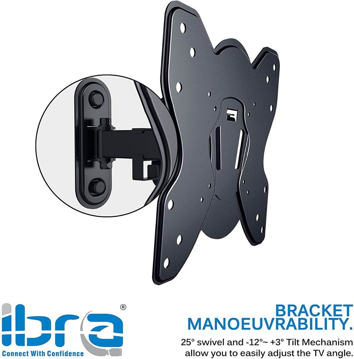 IBRA Ultra Slim Tilt Swivel TV Wall Bracket Mount - For 23-42 Inch OLED QLED LED LCD Plasma Screens | Weight Capacity - 25kgs/55lbs | Max VESA 200x200