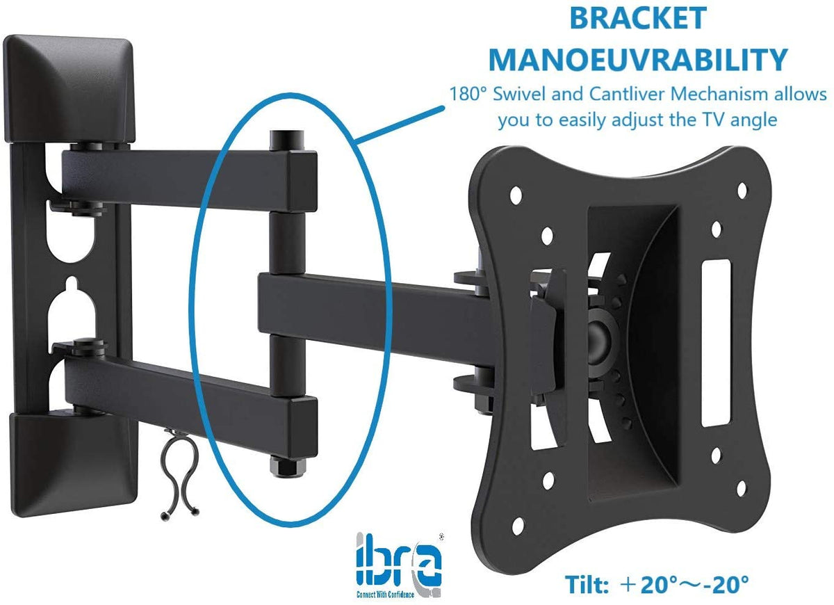 IBRA TV Wall Mount Articulating Corner Bracket 13-27 inch Monitor OLED LED LCD and Curved Tv's, Tilt Swivel Arm Full Motion TV Wall mount