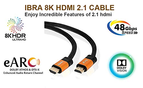 Premium 2.1 HDMI Cable 3M - 8K Ultra High-Speed 48Gbps Lead - IBRA Orange Gold Series