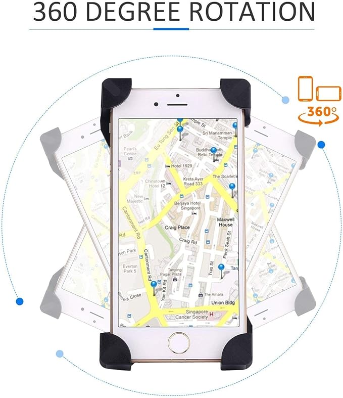 IBRA Universal Bike Bicycle Mount Holder Handlebar for Most Cell Phones for iPhone 6 5C 5S 4S,The HTC One, Samsung Galaxy S5/S4, Sony Xperia Z, Google Nexus 4 5 Moto G Phone Samsung Galaxy S3, Note 2, (Maximum Width 85mm) 360