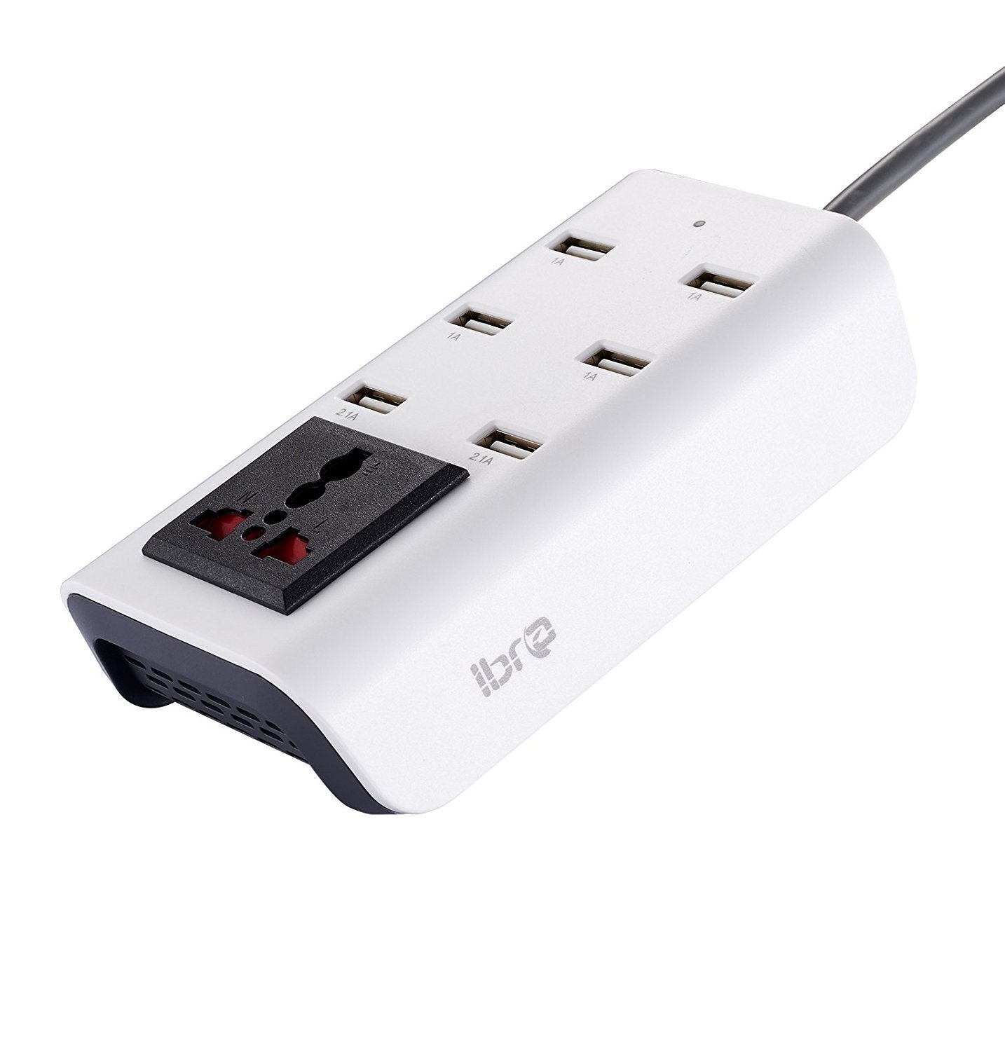 IBRA Power Strip, Extension Lead 1 Way Outlet with USB Charger 6 USB Ports 8.2A Charger Power Socket UK Plug Adaptor Surge Protector USB Socket for iPhone iPad Smartphones Tablets Computers etc