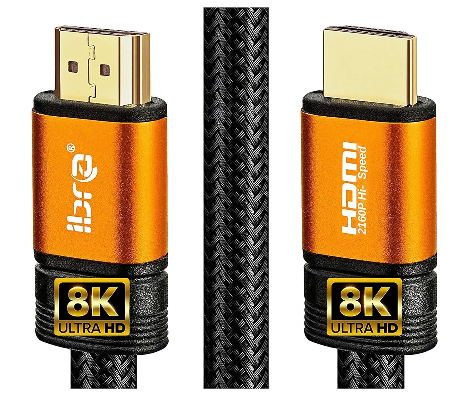 Premium 2.1 HDMI Cable 15M - 8K Ultra High-Speed 48Gbps Lead - IBRA Orange Gold Series