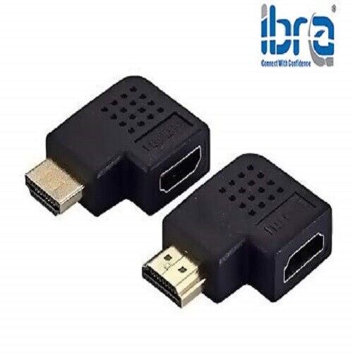 HDMI Male to Female Flat Adapter Right Angled 90 Degree + 270 degree Support