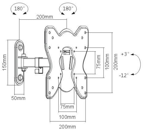 IBRA Ultra Slim Tilt Swivel TV Wall Bracket Mount - For 23-42 Inch OLED QLED LED LCD Plasma Screens | Weight Capacity - 25kgs/55lbs | Max VESA 200x200