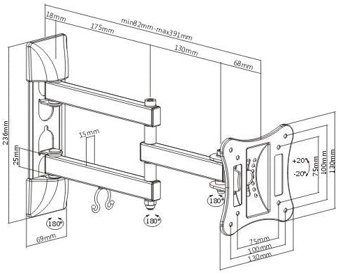 IBRA TV Wall Mount Articulating Corner Bracket 13-27 inch Monitor OLED LED LCD and Curved Tv's, Tilt Swivel Arm Full Motion TV Wall mount