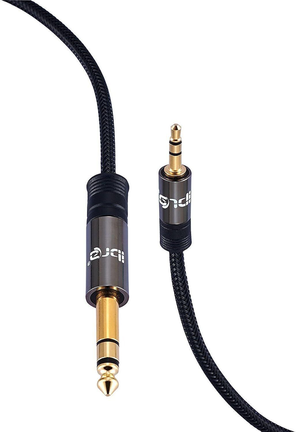 3.5mm to 6.35mm 1/4 inch Small to Big Mono Jack Audio Cable Plug Patch Lead Amp - 3M