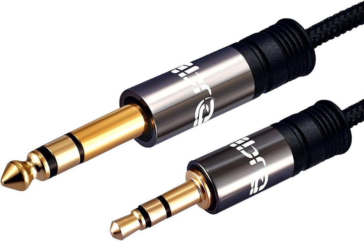 3.5mm to 6.35mm 1/4 inch Small to Big Mono Jack Audio Cable Plug Patch Lead Amp - 1M