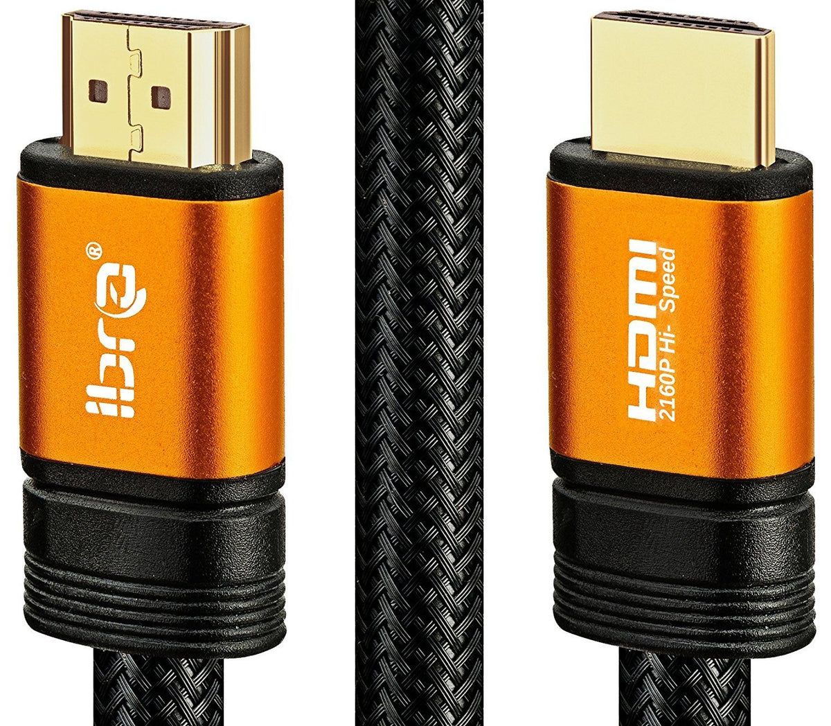 IBRA Orange HDMI Cable 3M - UHD HDMI 2.0 (4K@60Hz) Ready -18Gbps-28AWG Braided Cord -Gold Plated Connectors -Ethernet,Audio Return-Video 4K 2160p,HD 1080p,3D -Xbox PlayStation PS3 PS4 PC Apple TV