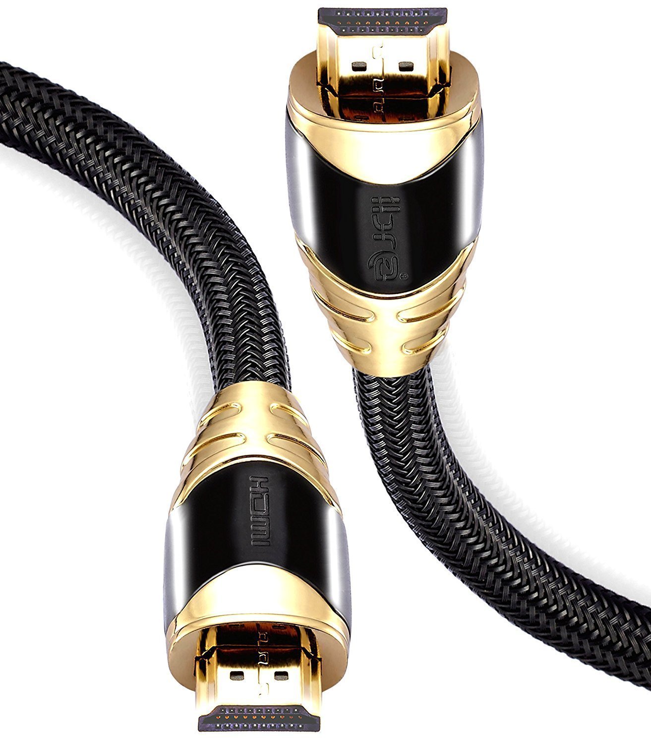 1M HDMI High Speed Cable v2.0/1.4a 18Gbps 2160p 3D TV PS4 SKY HD 4K@60Hz Ultra HD Ethernet Audio Return Virgin BT PC Laptop Nylon Braided- IBRA BLACK GOLD