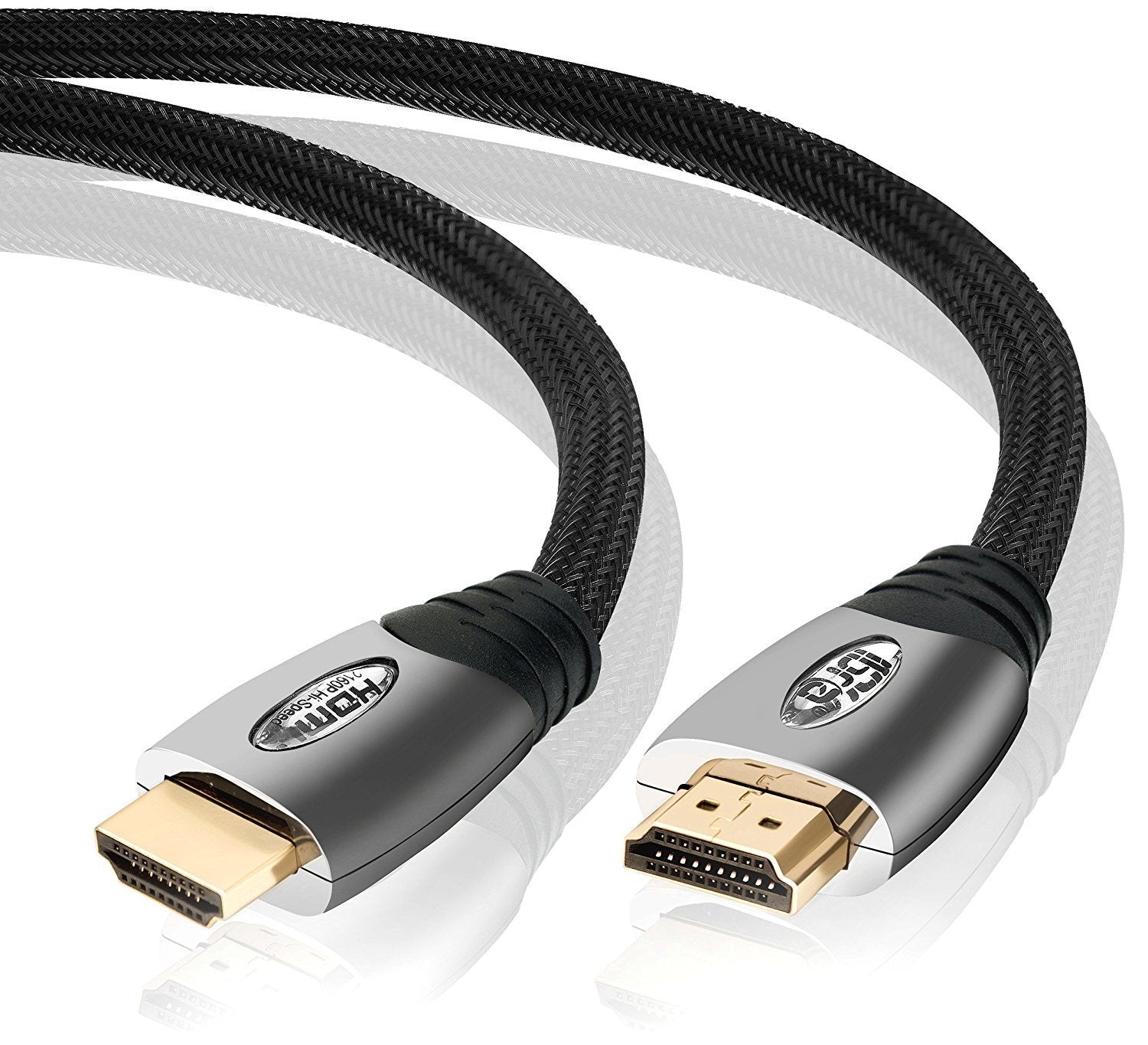 High Speed HDMI Cable v2.0/1.4a 18Gbps 3D TV 2160p PS4 SKY HD 4K@60Hz Ultra HD Ethernet Audio Return Virgin BT Gold Connectors Nylon Braided - 4M - IBRA PLATINUM