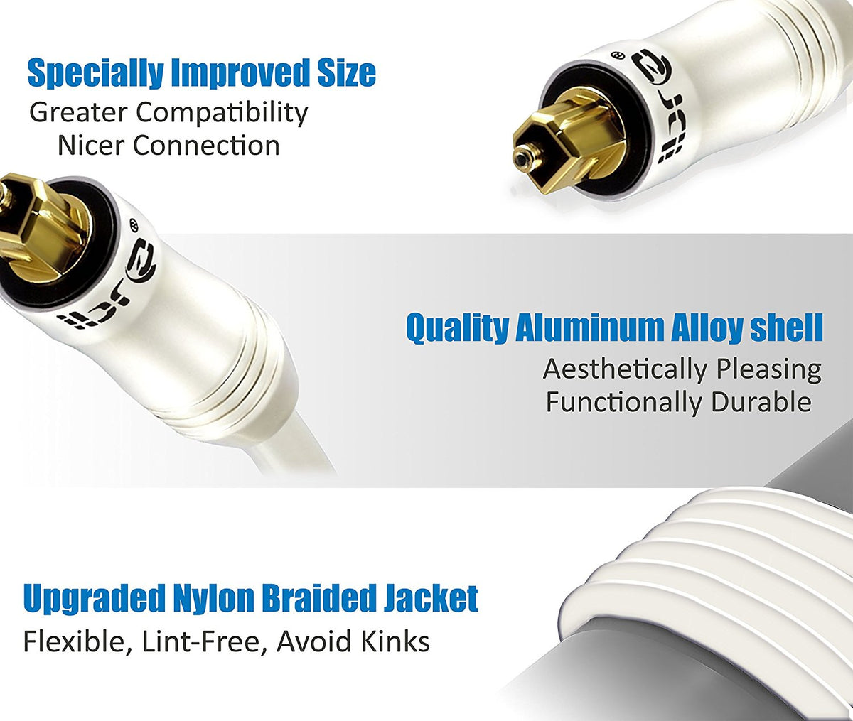 IBRA PEARL 3M - Digital Optical Cable | Toslink / Audio Cable | Fibre Optic Cable | Suitable for PS3, Sky, Sky HD, LCD, LED, Plasma, Blu-ray, AV Amps
