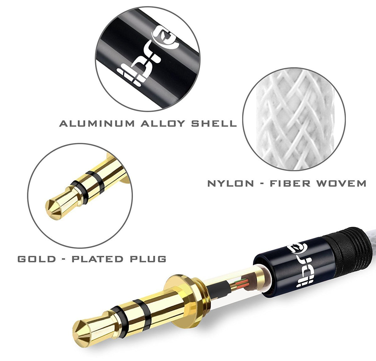 3.5mm Stereo Jack to Jack Audio Cable Lead Gold 1.5m- IBRA Black Series