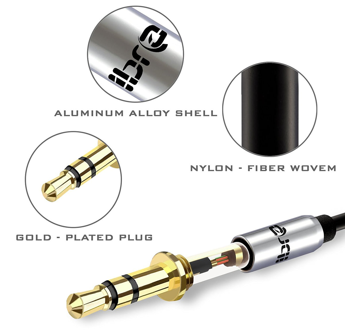 Aux Cable 1M 3.5mm Stereo Pro Auxiliary Audio Cable - for Beats Headphones Apple iPod iPhone iPad Samsung LG Smartphone MP3 Player Home / Car etc - IBRA Black