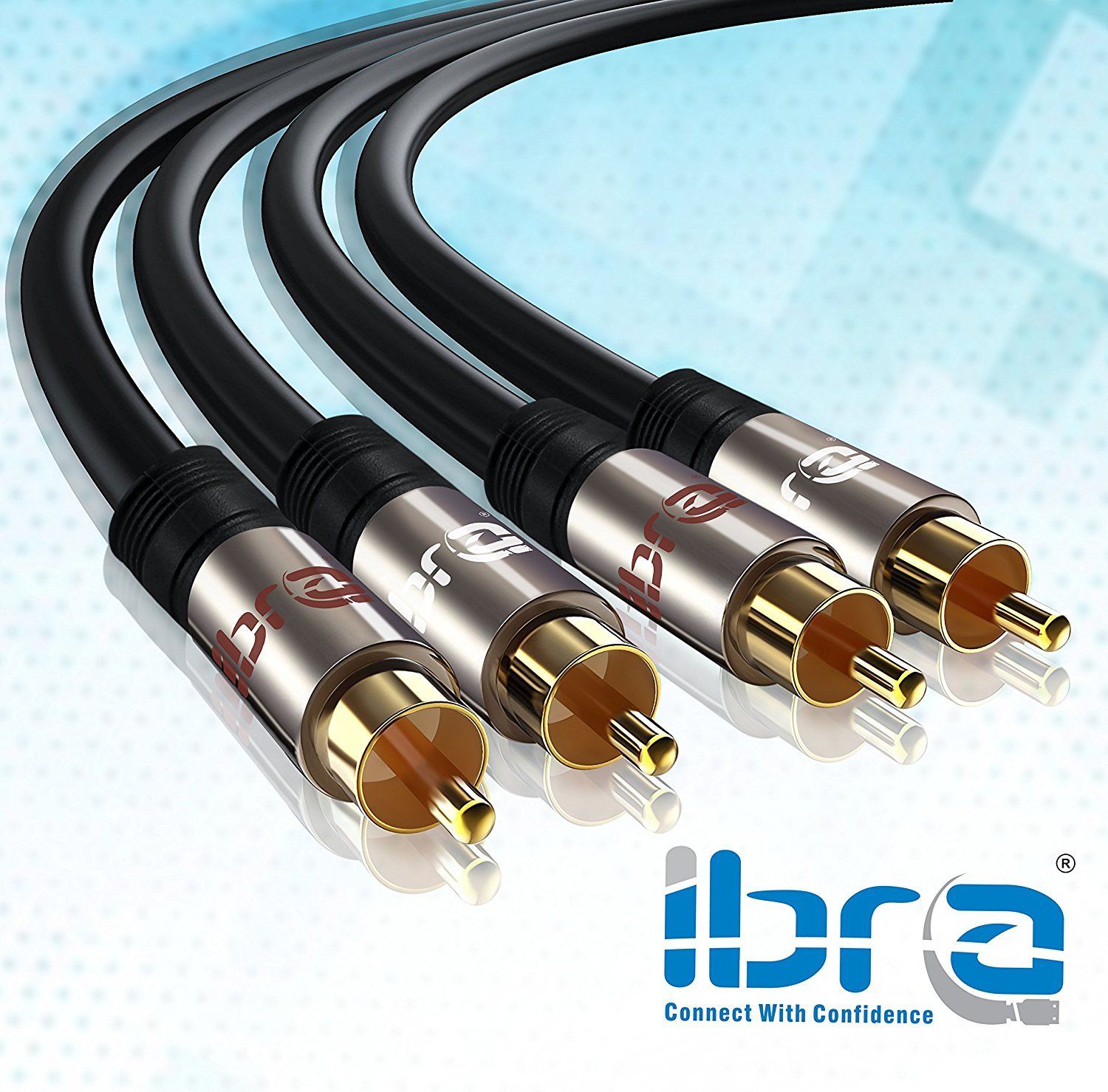 IBRA 7.5M 2RCA Male to 2RCA Male High Quality Home Theater Audio Cable -2RCA TO 2RCA Cable - Gun Metal Range