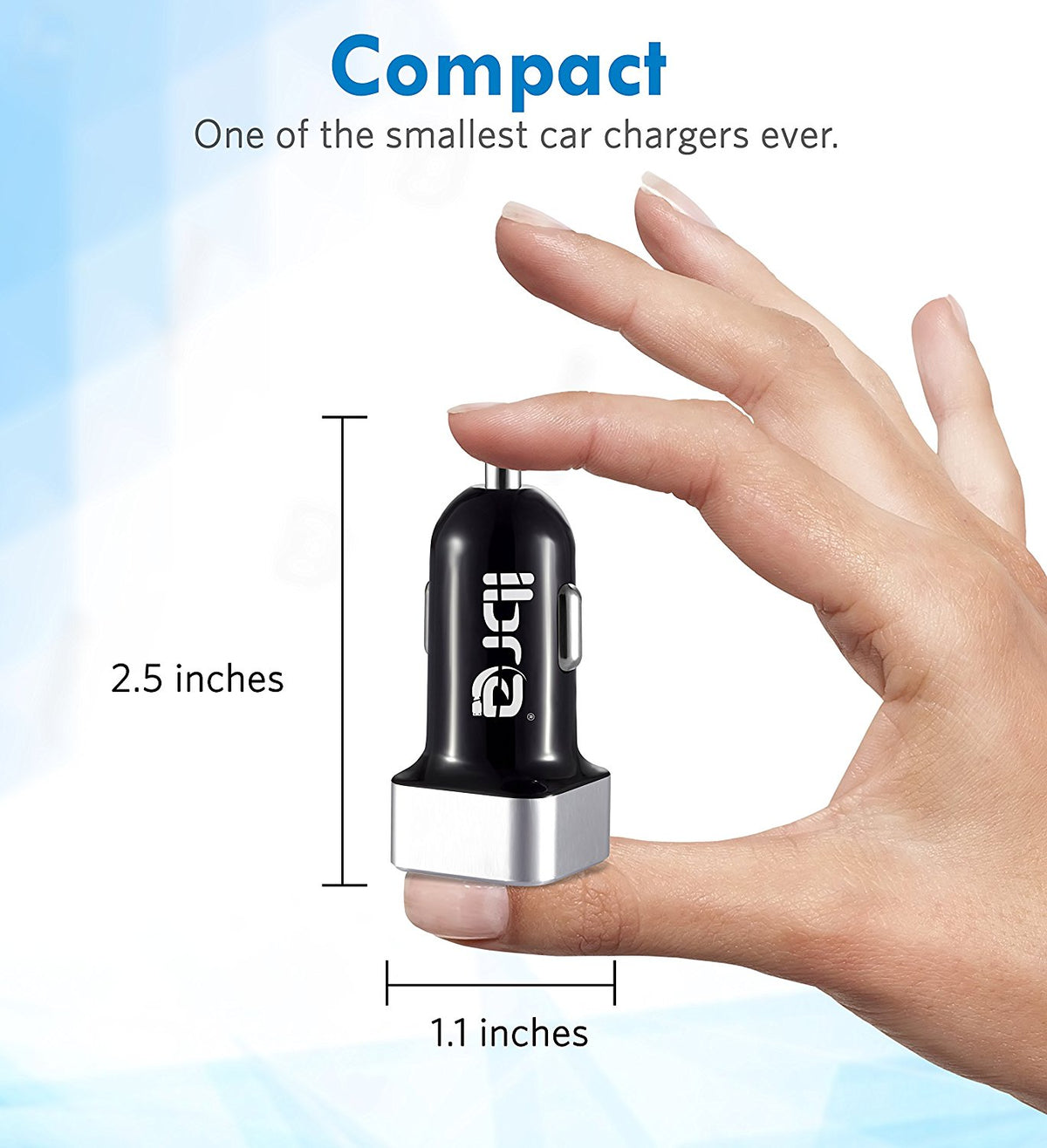 IBRA Dual USB Car Charger Adapter Support IPhone 5 / 4S / 4, iPad 1 / 2 / 3, Google Android Phones, LG, Samsung Galaxy S II III Note,(Support All iPod, iPhone, iPad Models) (Black)