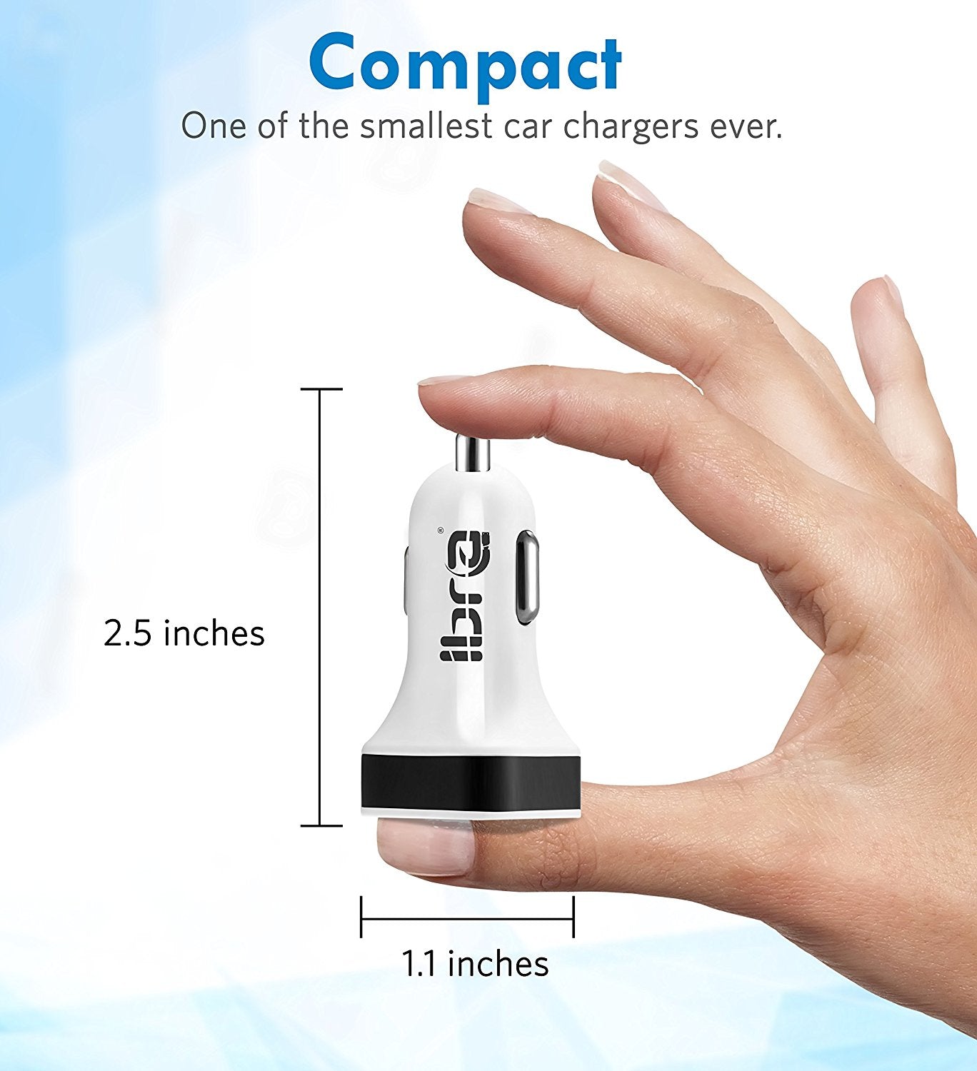 IBRA Dual USB Car Charger Adapter Support IPhone 5 / 4S / 4, iPad 1 / 2 / 3, Google Android Phones, LG, Samsung Galaxy S II III Note,(Support All iPod, iPhone, iPad Models) (White+Black)