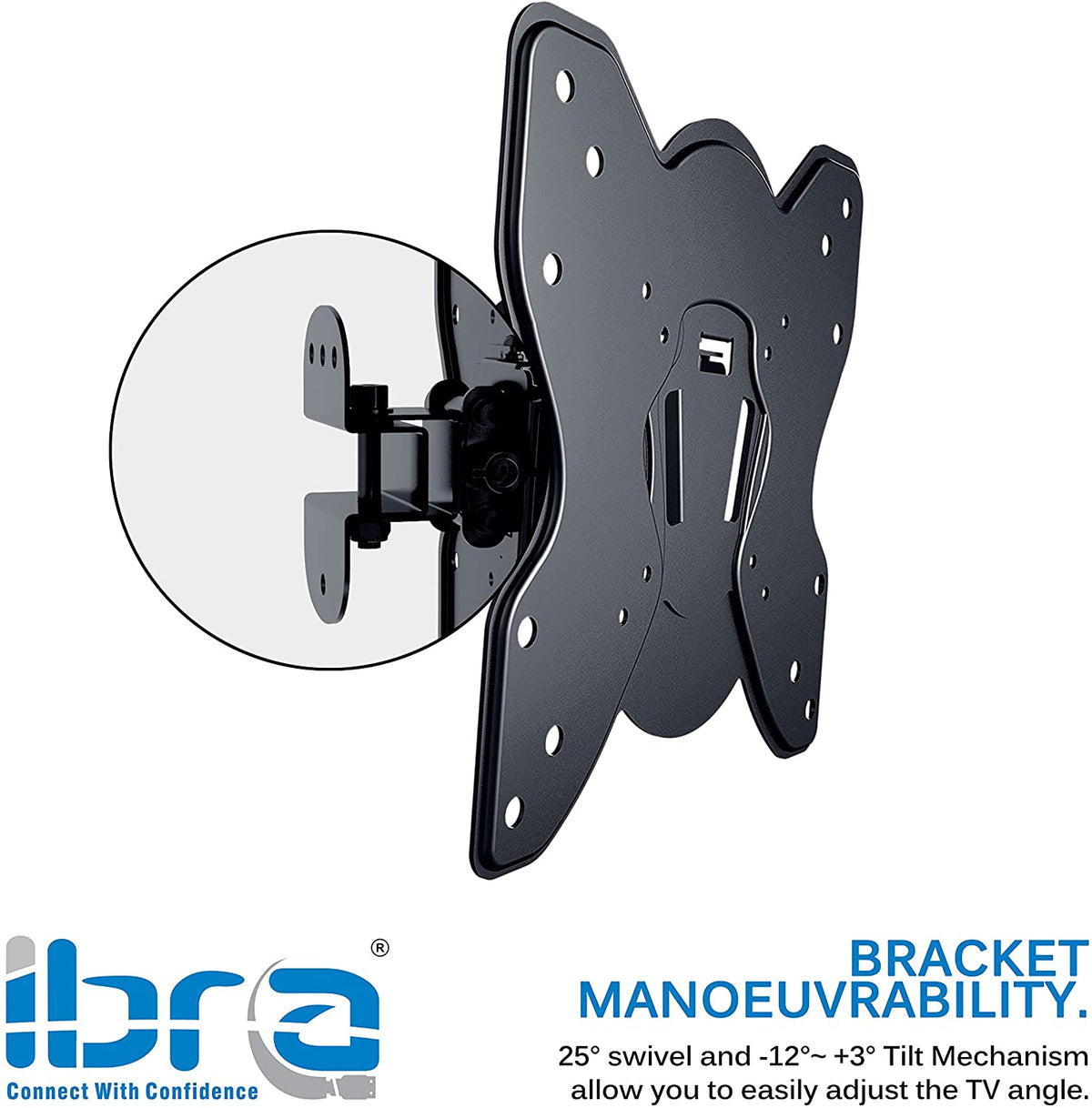 IBRA Ultra Slim Tilt Swivel TV Wall Bracket Mount - For 23-42 Inch OLED QLED LED LCD Flat Panel TVs | Weight Capacity - 25kgs/55lbs | Max VESA 200x200