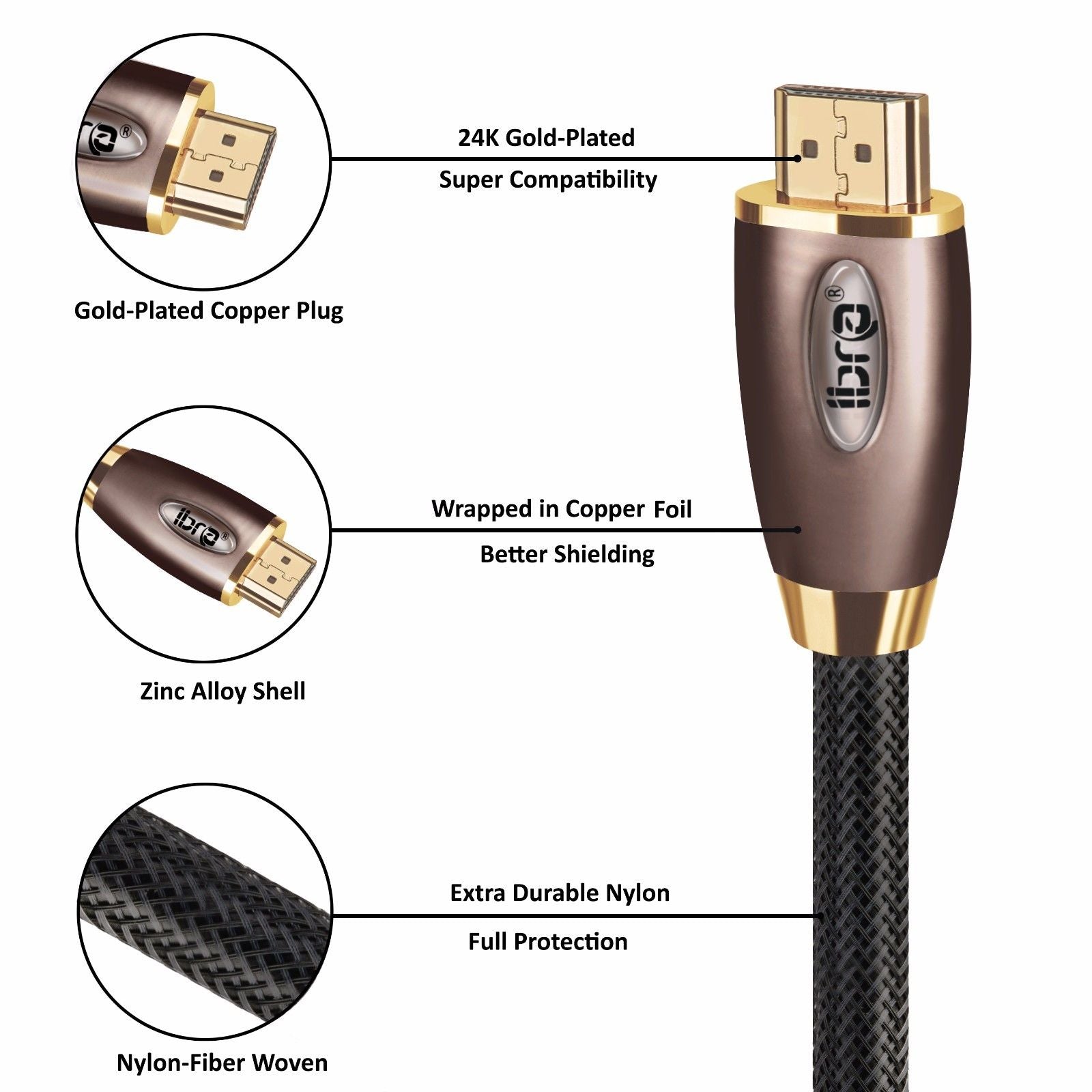 HDMI Cable 1.5M - 4K UHD HDMI 2.0(4K@60Hz) Ready -18Gbps-28AWG Braided Cord -Gold Plated Connectors -Ethernet,Audio Return -Video 4K 2160p,HD 1080p,3D -Xbox PlayStation PS3 PS4 PC Apple TV - IBRA RED