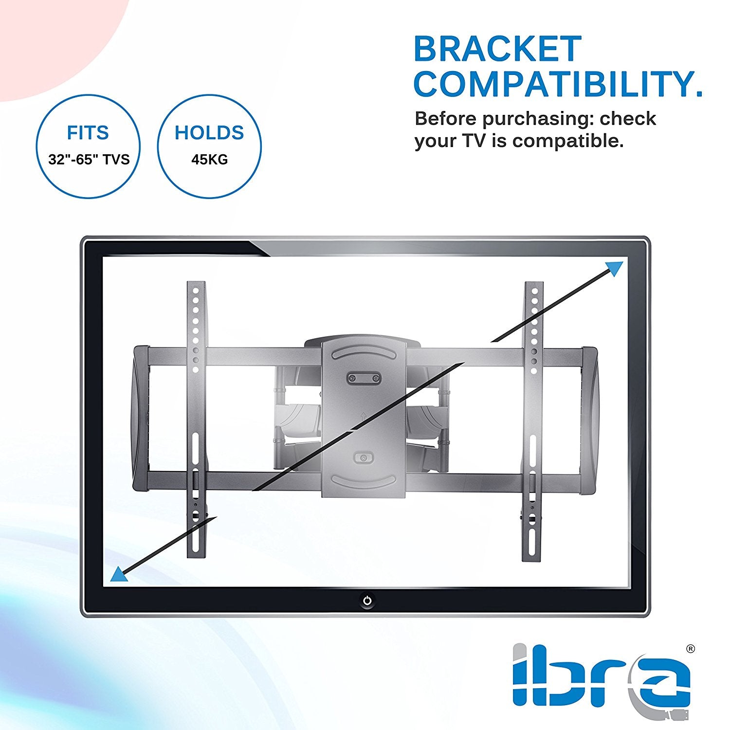 IBRA Ultra Slim Tilt Swivel TV Wall Mount for 32 - 65 inch LED, LCD Plasma & Curved Screens