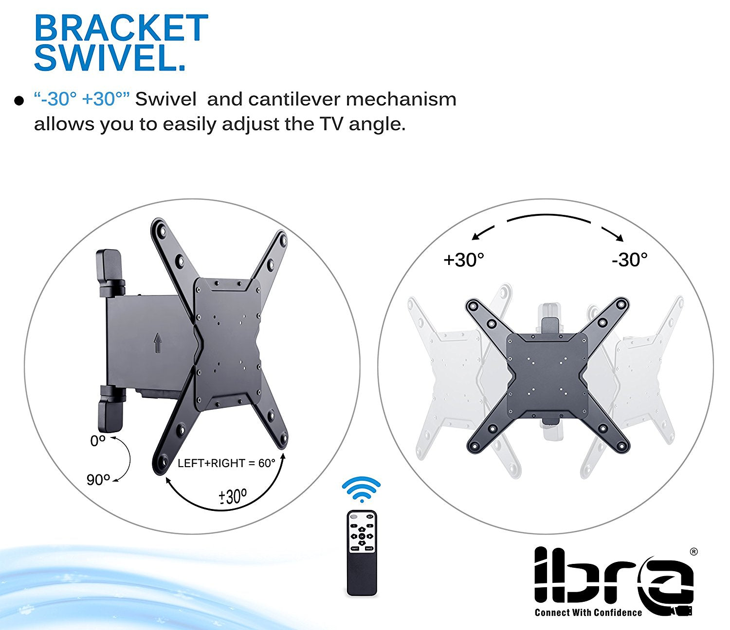 Slim Line TV Wall Mount Bracket with Motorised Remote Controller for LED,LCD,Plasma and 3D Tvs, Suitable for Screen Sizes 32 to 55 inch.
