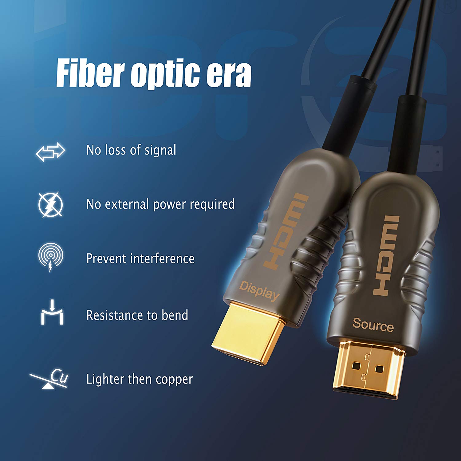 12M Fiber Optic HDMI High Speed Cable v2.0 18Gbps HDMI Lead Support 4K@60Hz/4:4:4/3D/4K HDR HDCP 2.2 for Apple TV, HDTV, Roku TV Box, Xbox One X, Home Theater, PS4, PS3 etc - IBRA OPTICAL HDMI Cable