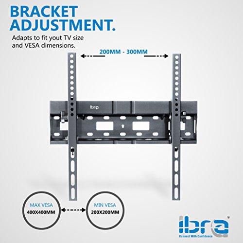 IBRA TV Wall Mount Bracket for 32-55" with Titlt, Built-In Spirit Level for LED, LCD, OLED,3D, Curved, Plasma, Flat Screen Televisions - Super Strong 35kg Weight Capacity