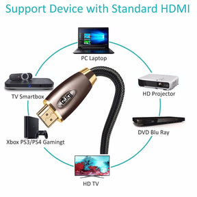 HDMI Cable 3M - 4K UHD HDMI 2.0(4K@60Hz) Ready -18Gbps-28AWG Braided Cord -Gold Plated Connectors -Ethernet,Audio Return -Video 4K 2160p,HD 1080p,3D -Xbox PlayStation PS3 PS4 PC Apple TV -IBRA RED