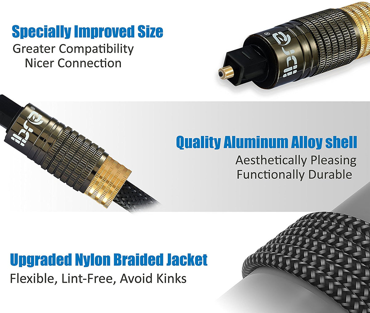 IBRA Muzil Gold 10M - Digital Optical Cable | Toslink / Audio Cable | Fibre Optic Cable | Suitable for PS3, Sky, Sky HD, LCD, LED, Plasma, Blu-ray, AV Amps
