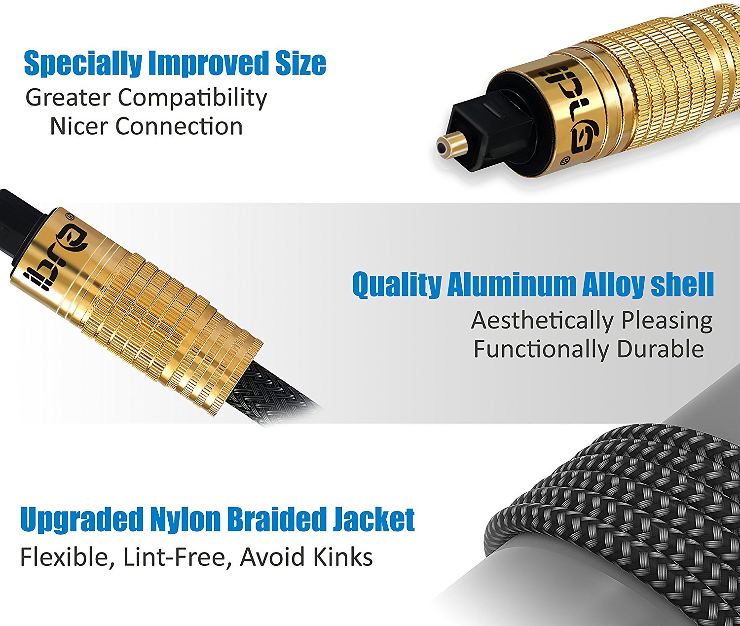 Optical Toslink Digital Audio Cable - Suitable for PS3,Sky,Sky HD,LCD,LED,Plasma, Blu Ray to Connect with Home Cinema Systems,AV Amps -1M - IBRA PREMIUM BLACK
