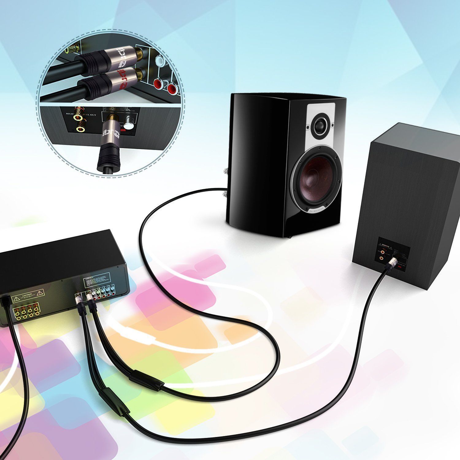 IBRA 2M Y Cable / Subwoofer Cable / Audio Cable / RCA Cable (1 x RCA to 2 x RCA) - GUN Metal Range