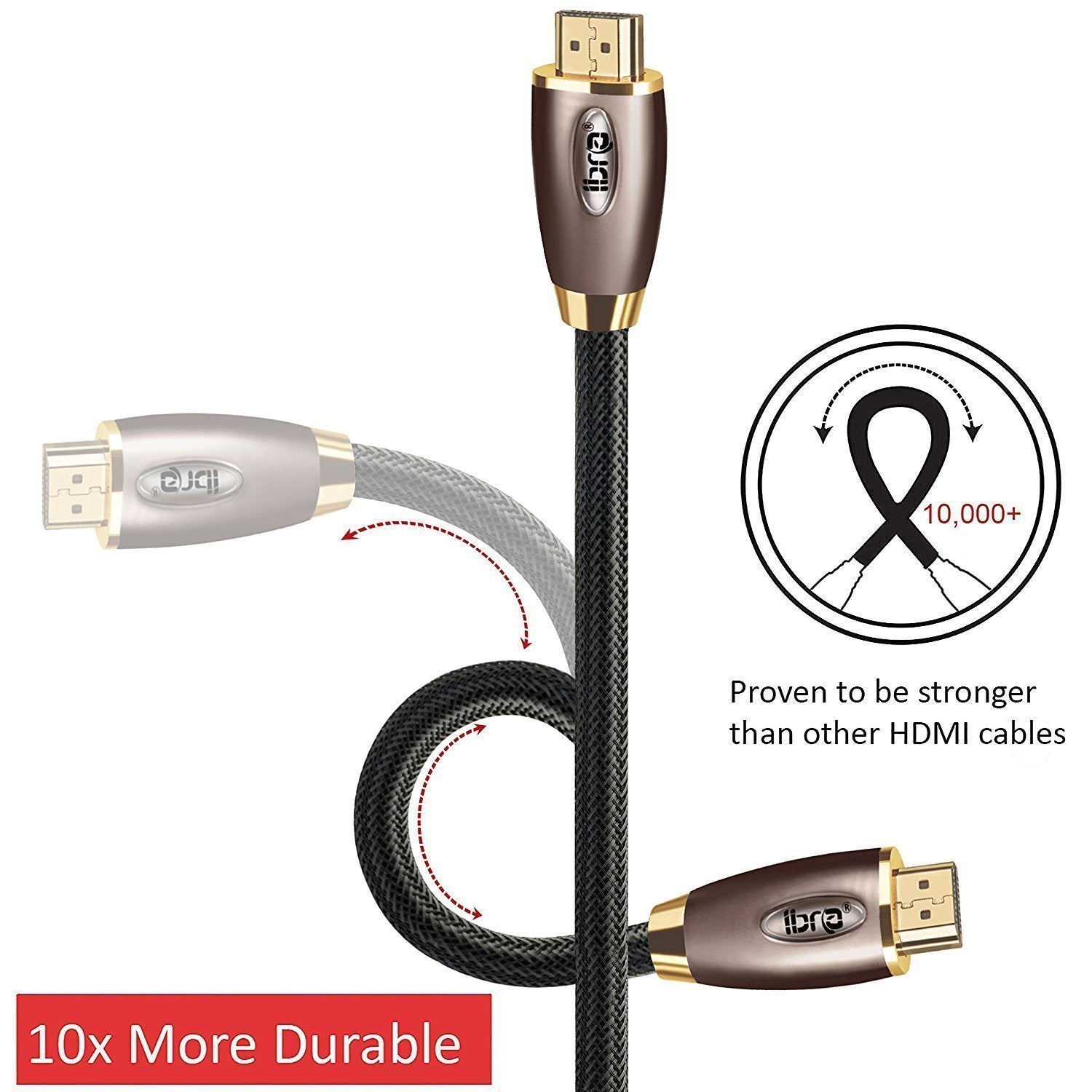 HDMI Cable 6M - 4K UHD HDMI 2.0(4K@60Hz) Ready -18Gbps-28AWG Braided Cord -Gold Plated Connectors -Ethernet,Audio Return -Video 4K 2160p,HD 1080p,3D -Xbox PlayStation PS3 PS4 PC Apple TV -IBRA RED