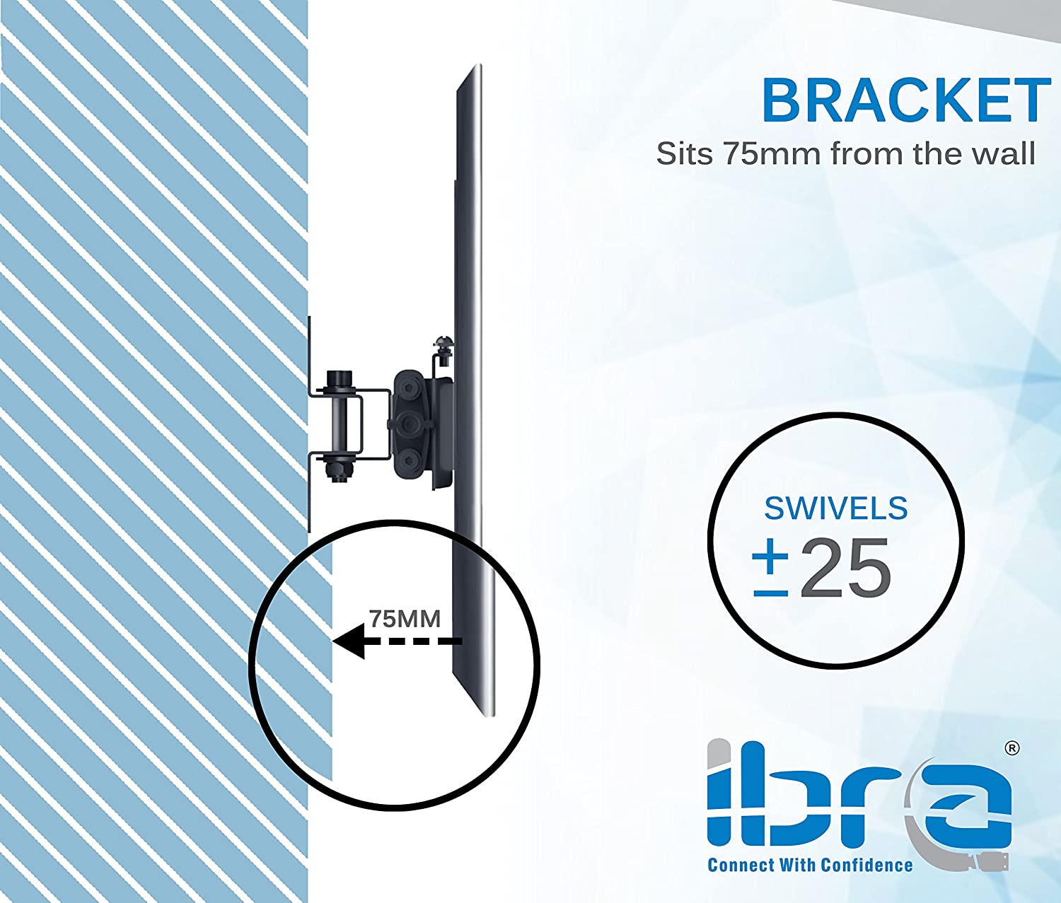 IBRA Ultra Slim Tilt Swivel TV Wall Bracket Mount - For 23-42 Inch OLED QLED LED LCD Flat Panel TVs | Weight Capacity - 25kgs/55lbs | Max VESA 200x200