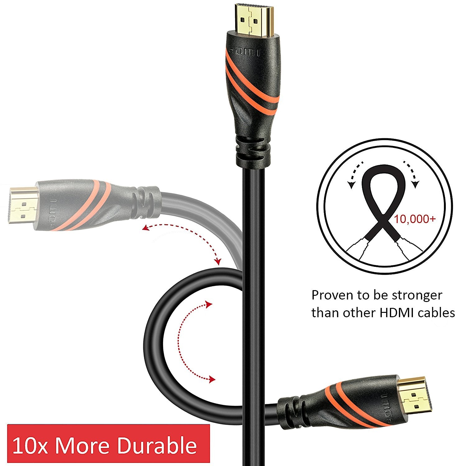 HDMI Cable IBRA HDMI Lead - 2M 4K@60hz HDMI 2.0 Cable Ultra High Speed 18Gbps Support Ethernet, Audio Return Channel, Video 4K UHD 2160p, HD 1080p, 3D, Xbox, PS3, PS4, PC, Samsung TV, Apple TV -Black
