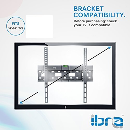 IBRA TV Wall Mount Bracket for 32-55" with Titlt, Built-In Spirit Level for LED, LCD, OLED,3D, Curved, Plasma, Flat Screen Televisions - Super Strong 35kg Weight Capacity