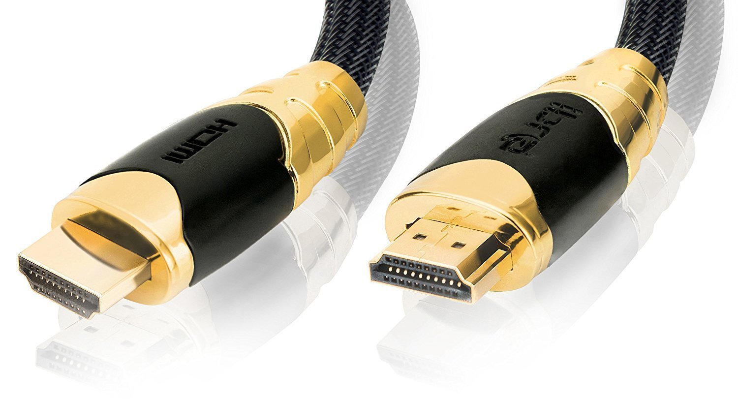 1M HDMI High Speed Cable v2.0/1.4a 18Gbps 2160p 3D TV PS4 SKY HD 4K@60Hz Ultra HD Ethernet Audio Return Virgin BT PC Laptop Nylon Braided- IBRA BLACK GOLD