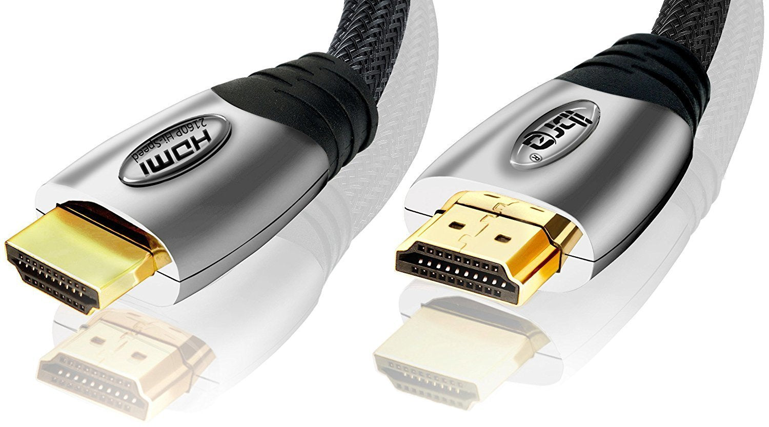 High Speed HDMI Cable v2.0/1.4a 18Gbps 3D TV 2160p PS4 SKY HD 4K@60Hz Ultra HD Ethernet Audio Return Virgin BT Gold Connectors Nylon Braided - 1M - IBRA PLATINUM