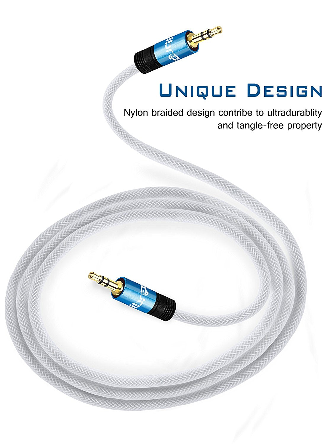 3.5mm Stereo Jack to Jack Audio Cable Lead Gold 1m- IBRA Blue Series