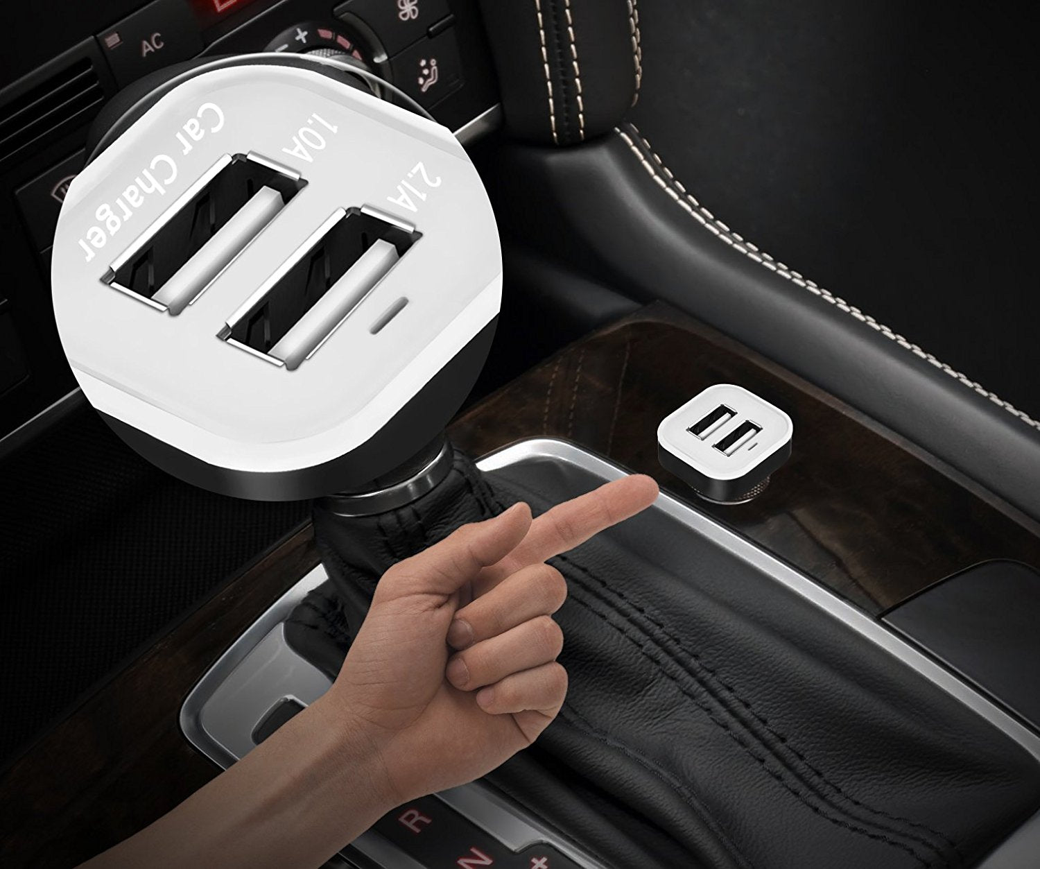 IBRA Dual USB Car Charger Adapter Support IPhone 5 / 4S / 4, iPad 1 / 2 / 3, Google Android Phones, LG, Samsung Galaxy S II III Note,(Support All iPod, iPhone, iPad Models) (White+Black)