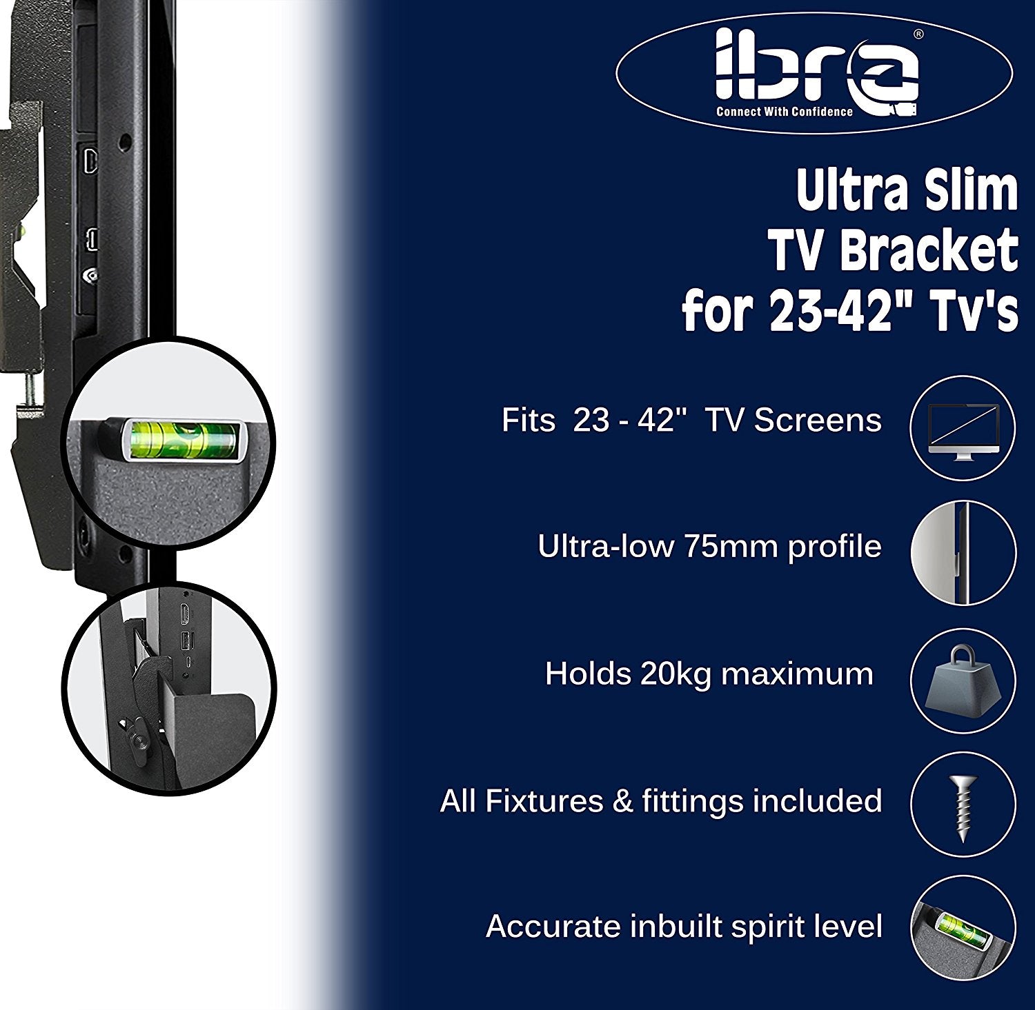 IBRA Tilt, Swivel,Lockable Wall Bracket FOR LCD,LED TVs 13"~27"