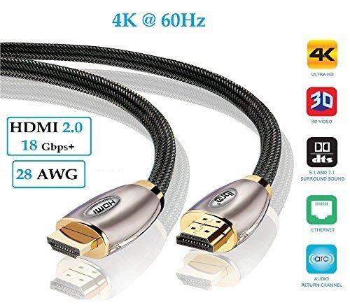 HDMI Cable 6M - 4K UHD HDMI 2.0(4K@60Hz) Ready -18Gbps-28AWG Braided Cord -Gold Plated Connectors -Ethernet,Audio Return -Video 4K 2160p,HD 1080p,3D -Xbox PlayStation PS3 PS4 PC Apple TV -IBRA RED