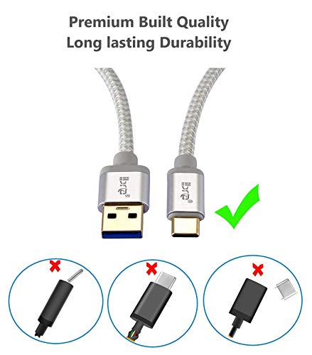 USB Type C to USB 3.0 Cable IBRA - Nylon Braided - USB C Fast Charging Cable for Samsung Galaxy S8/S8+, Nexus 5X / 6P, OnePlus 2 / 3T, Apple New Macbook, HTC 10, Huawei P9, Nintendo Switch - 2m /6.4ft