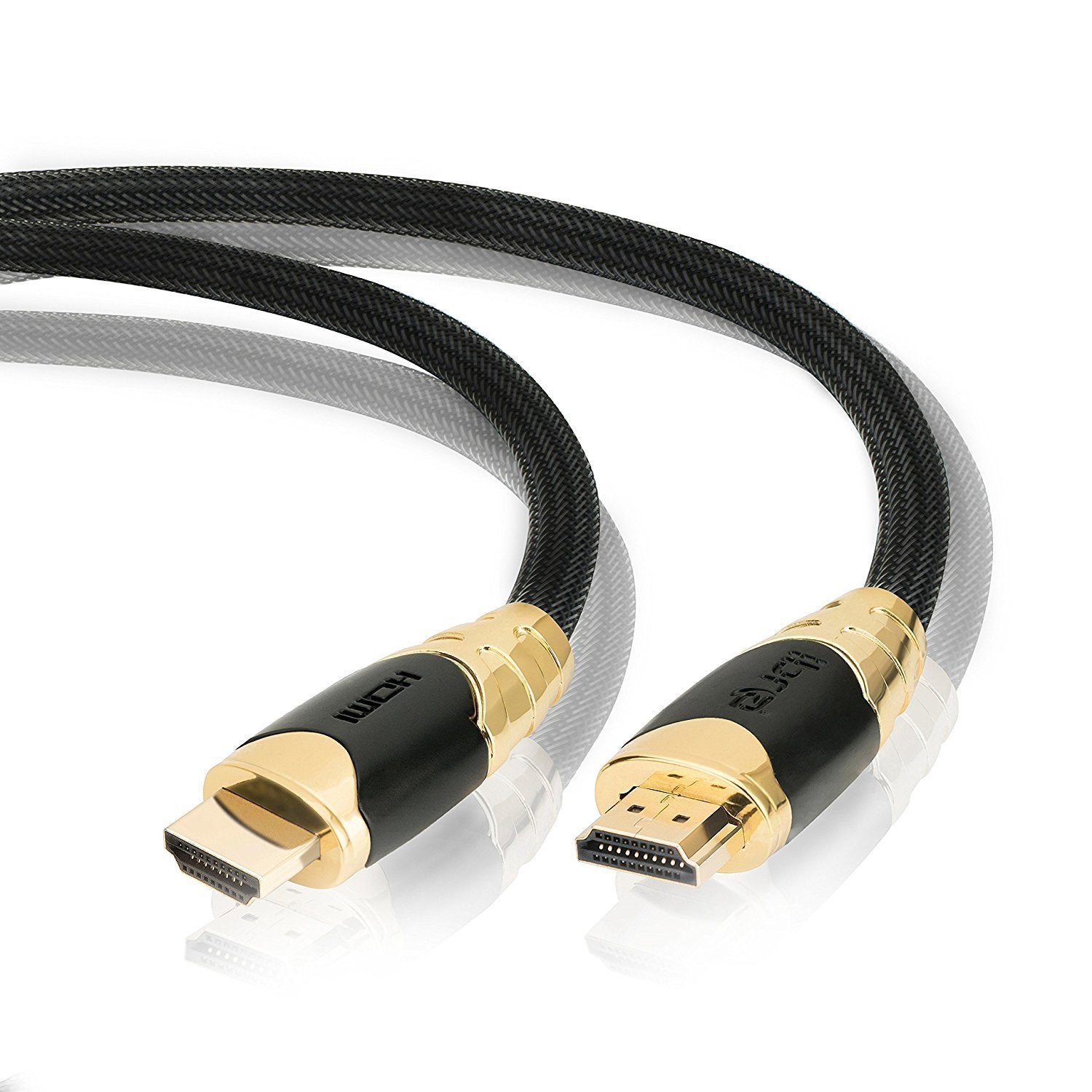 1M HDMI High Speed Cable v2.0/1.4a 18Gbps 2160p 3D TV PS4 SKY HD 4K@60Hz Ultra HD Ethernet Audio Return Virgin BT PC Laptop Nylon Braided- IBRA BLACK GOLD