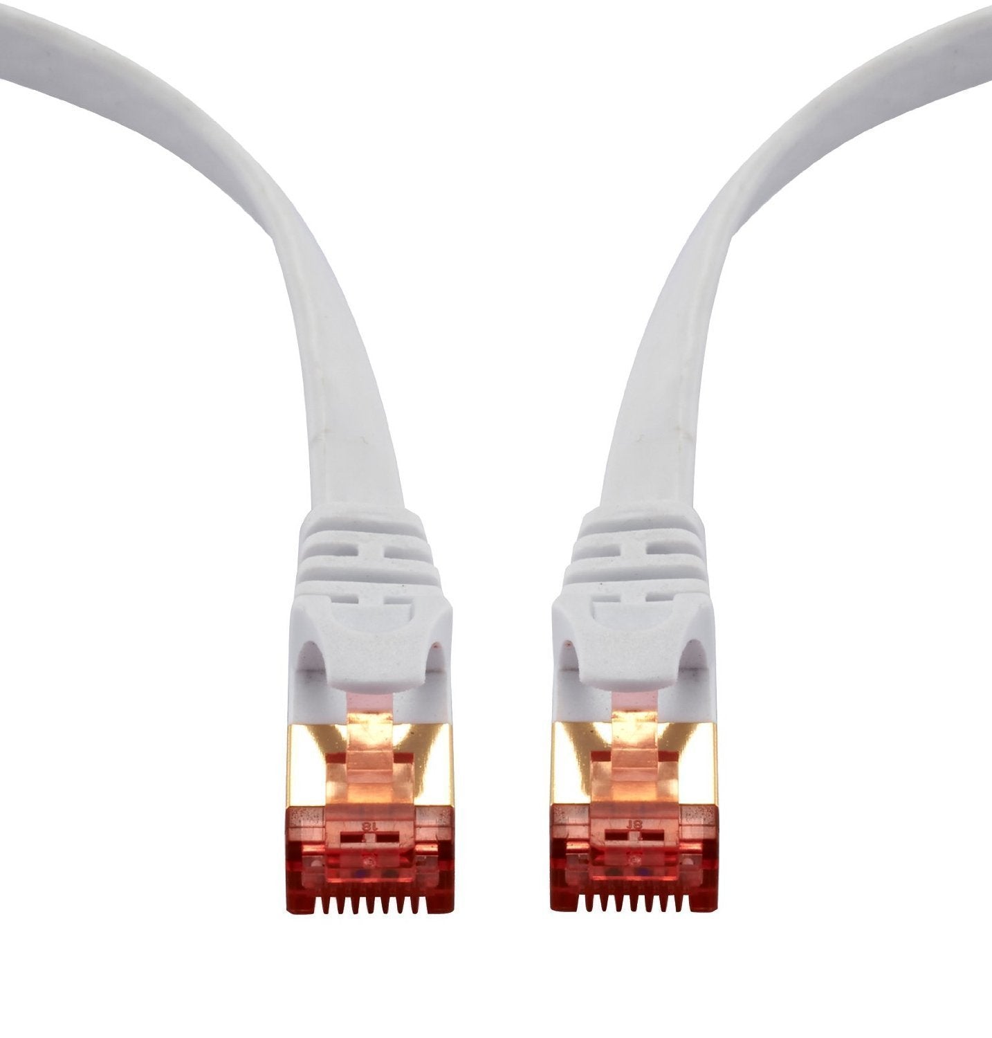 IBRA Ethernet Cable, Network Cable 1.5M, Cat 7 Gigabit Lan Lead RJ45 Patch Cord Flat Design 10Gbps for 600Mhzs STP Molded for Switch, Router, Modem, Patch Panel, PC, POE - White