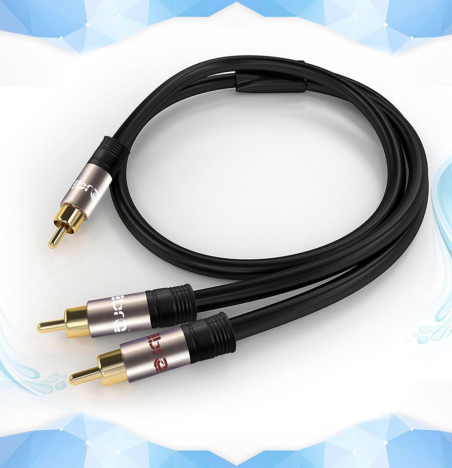 IBRA 7.5M Y Cable / Subwoofer Cable / Audio Cable / RCA Cable (1 x RCA to 2 x RCA) - GUN Metal Range