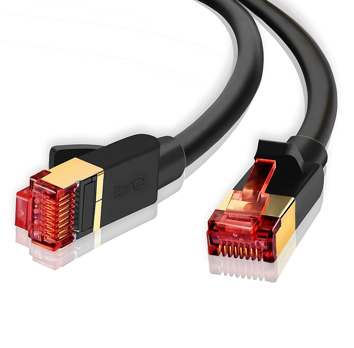 Ethernet Gigabit Lan Network Cable (RJ45) Advanced CAT 7 |Gold Connectors| 10Gbps 600MHz |10/100/1000Mbit/s | Patch cable |STP| compatible with CAT.5 / CAT.5e / CAT.6 | Switch/Router/Modem/Patch panel / Access Point / patch fields | 1M IBRA Round Black