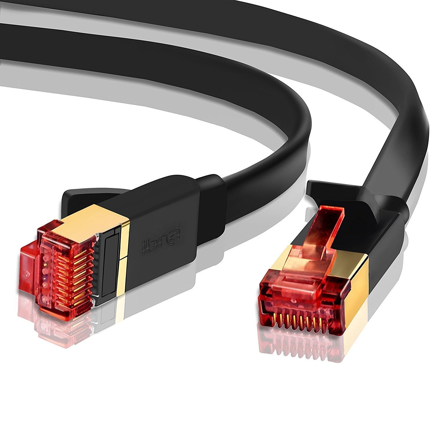 Ethernet Gigabit Lan Network Cable (RJ45) Advanced CAT 7 |Gold Connectors| 10Gbps 600MHz |10/100/1000Mbit/s | Patch cable | STP | compatible with CAT.5 / CAT.5e / CAT.6 | Switch/Router/Modem/Patch panel / Access Point / patch fields | 1M IBRA Flat Black