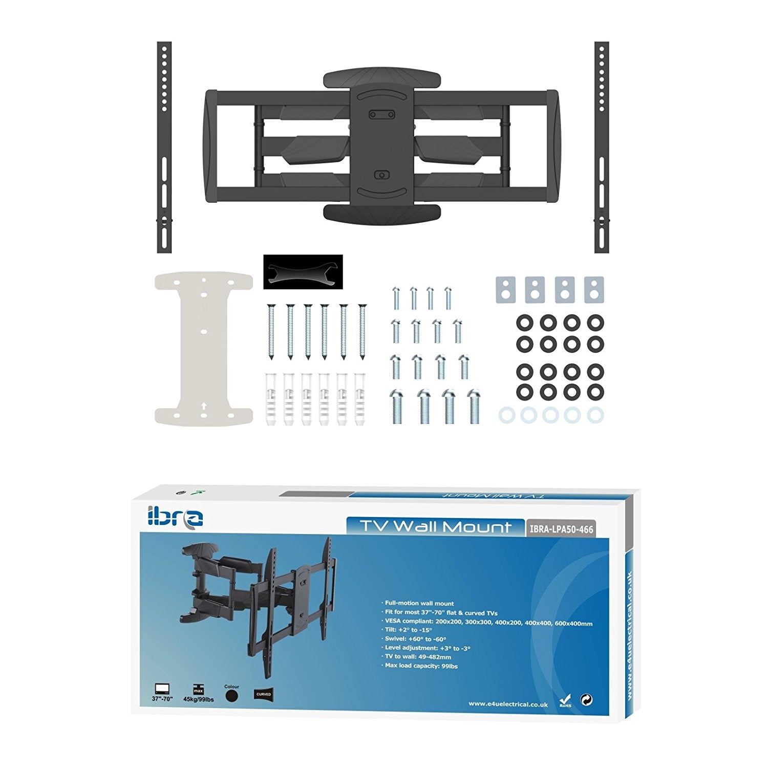 IBRA Ultra Slim Tilt Swivel TV Wall Mount for 32 - 65 inch LED, LCD Plasma & Curved Screens